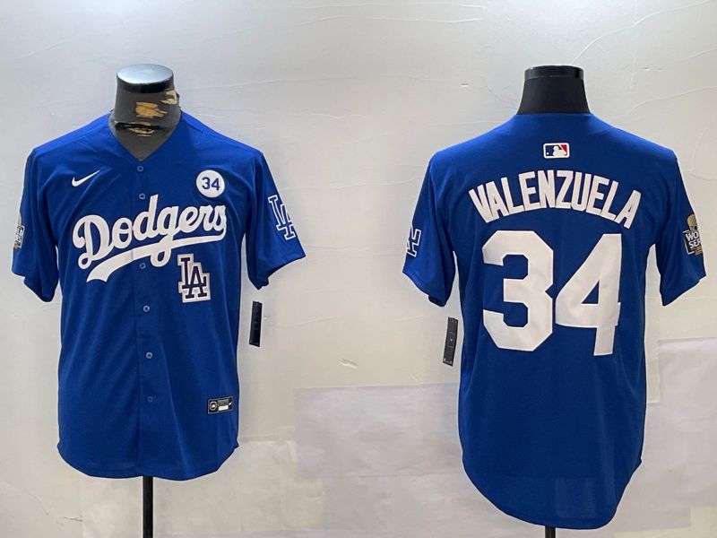 Men Los Angeles Dodgers #34 Valenzuela Blue Game 2024 Nike MLB Jersey style 11214->los angeles dodgers->MLB Jersey